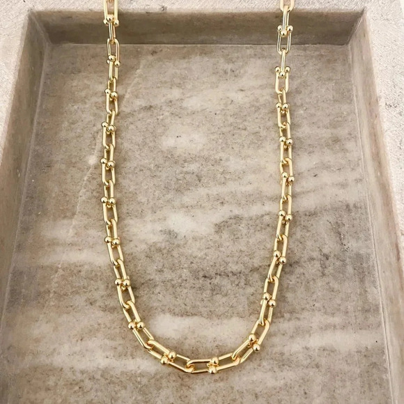 925 Sterling Silver U Link Necklace Chunky Link Necklace Modern Necklace - Picture 5 of 8